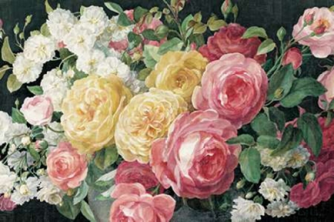 Antique Roses on Black Crop Poster Print by Danhui Nai - Item # VARPDX25960